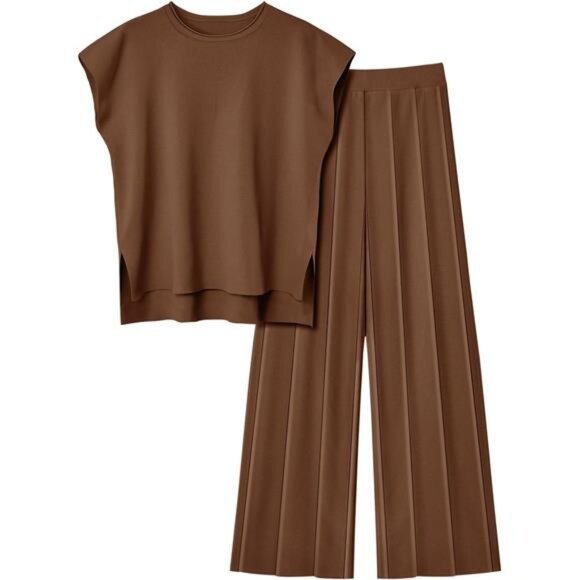 Pants - Women's 2 Piece Set Summer Outfit Matching Two Pcs Spring Knit Tracksuit